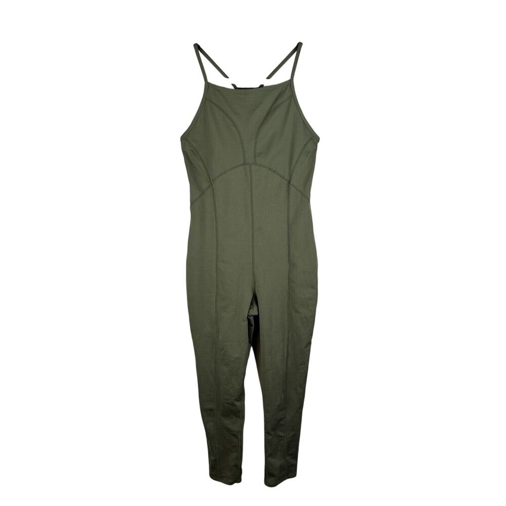 Free People Movement Side To Side Performance Jumpsuit Size M Olive Green